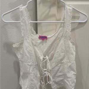 Edikted White Lace-Up Tank Top